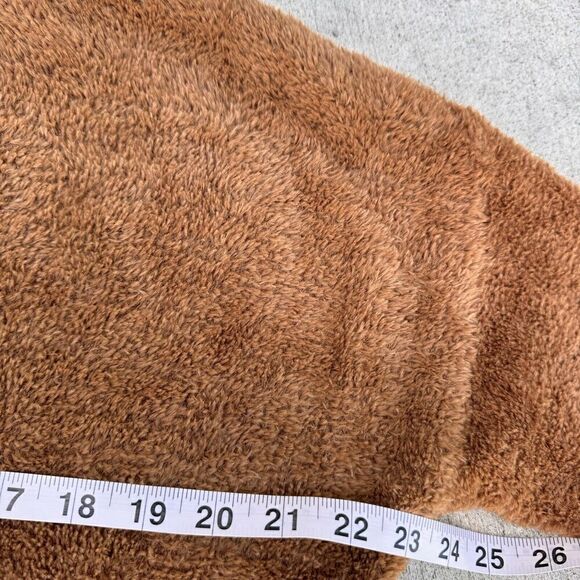 Topshop Crewneck Sweashirt Women's Size 10 Brown Teddy Pullover Soft Cozy - Picture 5 of 9